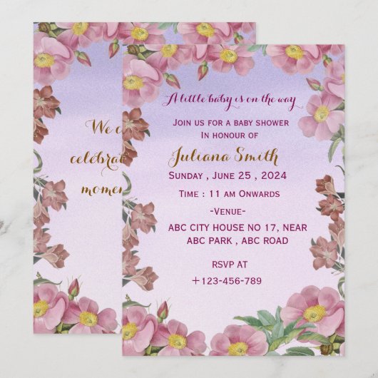 Baby-Dusche Einladung (Vorne/Hinten)