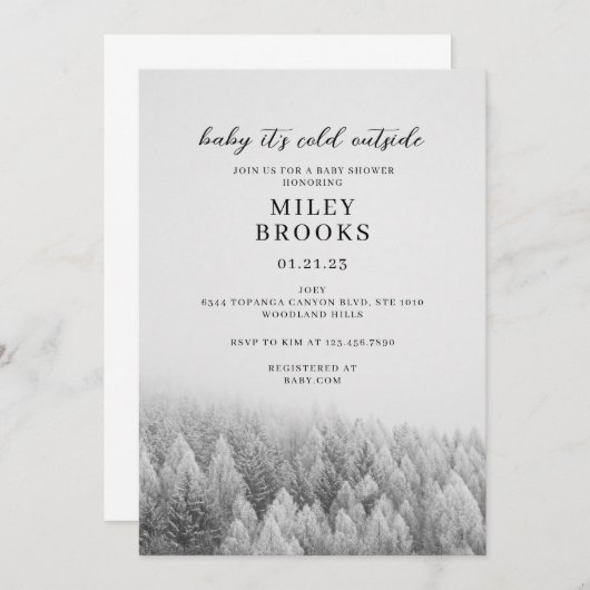 Baby Dusche Einladung, Baby es ist kalt draußen, Einladung (Vorne/Hinten)