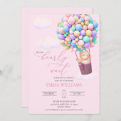 Baby Dusche Einladung Bären Balloons frühzeitig wa (Vorne/Hinten)