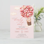 Baby Dusche Einladung Bear Pink frühzeitig warten! (Stehend Vorderseite)