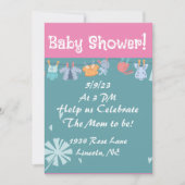 Baby Dusche Einladung Blau und Rosa (Vorderseite)