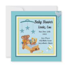 Baby Dusche Einladung Boy Teddy Bear Blue