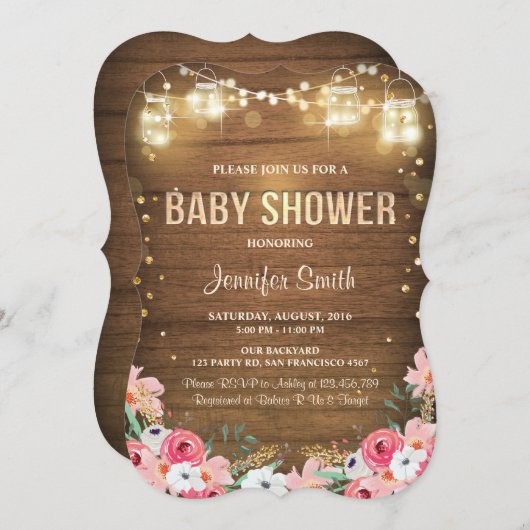 Baby Dusche Einladung Coed Rustic Floral Garden (Vorne/Hinten)