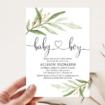 Baby Dusche Einladung Junge einfache moderne Veget