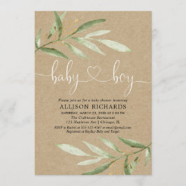 Baby-Dusche Einladung Junge rustikale Kraftgrün