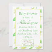 Baby Dusche Einladung Lamm Schafe Gelbe Blumen (Vorderseite)
