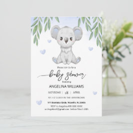 Baby Dusche Einladung mit einem niedlichen Koala.