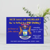 Baby Dusche Einladung mit Flagge von Michigan (Stehend Vorderseite)