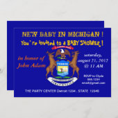 Baby Dusche Einladung mit Flagge von Michigan (Vorne/Hinten)
