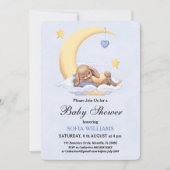 Baby Dusche Einladung mit Hasen. (Vorderseite)