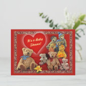 Baby Dusche Einladung mit Teddy Bears (Stehend Vorderseite)