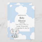 Baby Dusche Einladung mit Wasserfarbelefant (Vorne/Hinten)