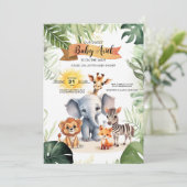 Baby Dusche Einladung niedliche Dschungelsafari Ti (Stehend Vorderseite)