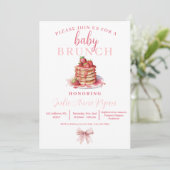 Baby Dusche Einladung - Pink Bow Brunch! (Stehend Vorderseite)