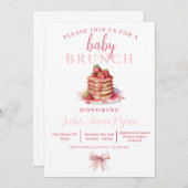 Baby Dusche Einladung - Pink Bow Brunch! (Vorne/Hinten)