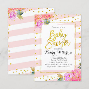 Baby Dusche Einladung Pink Peach Gold