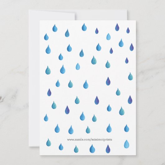 Baby Dusche Einladung Raintrops (Rückseite)