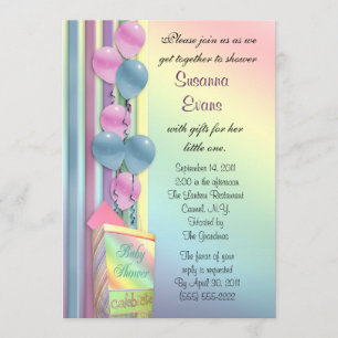 Baby Dusche Einladung Regenbogenfarben Ballons