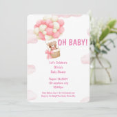 Baby Dusche Einladung Rosa für Mädchen (Stehend Vorderseite)