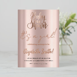 Baby Dusche - Es ist ein Mädchen, Rose Gold Foil I Folieneinladung