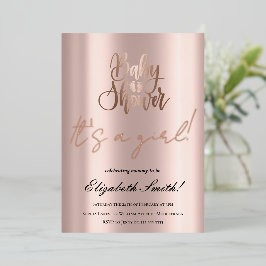 Baby Dusche - Es ist ein Mädchen, Rose Gold Foil I Folieneinladung