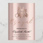 Baby Dusche - Es ist ein Mädchen, Rose Gold Foil I Folieneinladung (Vorderseite)