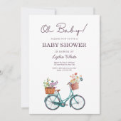 Baby Dusche Fahrrad Babydusche Blumenbaby Einladung (Vorderseite)