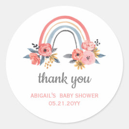 Baby Dusche Floral Rainbow Vielen Dank für Ihre Un Runder Aufkleber