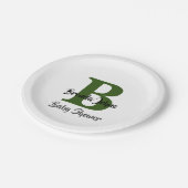 Baby Dusche Forest Green Monogram Jungle Thema Pappteller (Schrägansicht)