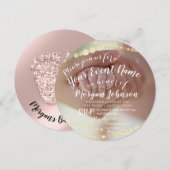 Baby Dusche Foto Confetti Foot Feet Gold Einladung (Vorne/Hinten)