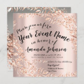 Baby Dusche Foto Floral Rose Gold Royal Baby Einladung (Vorne/Hinten)