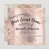 Baby Dusche Foto Floral Rose Pink Royal Baby Einladung (Vorne/Hinten)