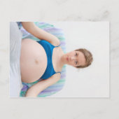 Baby Dusche Foto Modernes Rosa Fun Comic Einladungspostkarte (Rückseite)