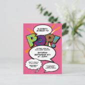 Baby Dusche Foto Modernes Rosa Fun Comic Einladungspostkarte (Stehend Vorderseite)