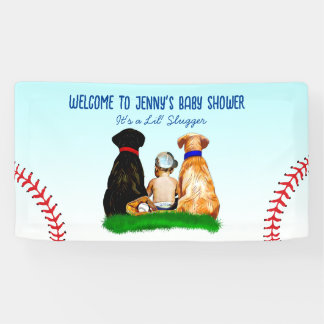 Baby-Dusche für Baseball und Hunde Banner