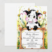 Baby-Dusche für die Nutzkühe Einladung (Vorne/Hinten)