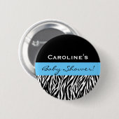 Baby-Dusche für Jungemodernen Zebra-individuellen Button (Vorne & Hinten)