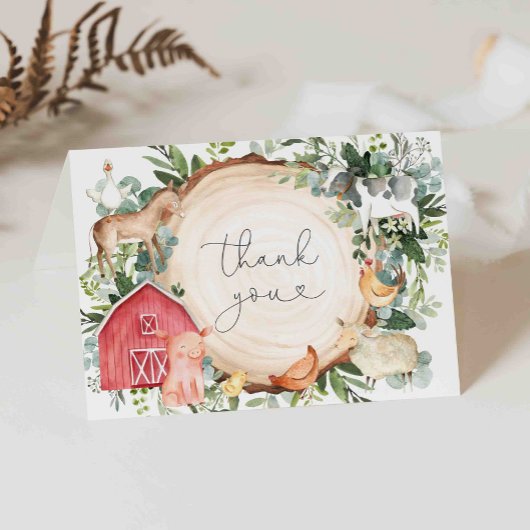 Baby-Dusche für Landtiere Danke Karte