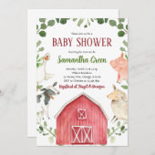 Baby-Dusche für Landtiere Einladung (Vorne/Hinten)