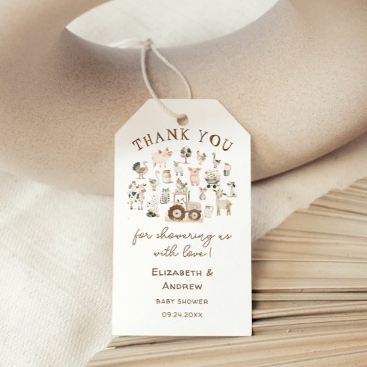 Baby-Dusche für Landtiere Geschenkanhänger