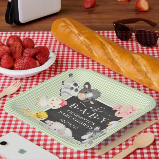 Baby-Dusche für Landtiere Pappteller (Picknick)