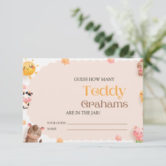 Baby-Dusche für Landtiere schätzt wie viele Graham Begleitkarte (Stehend Vorderseite)