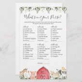 Baby-Dusche für Landtiere, was in Ihrer Tasche ist (Vorne/Hinten)