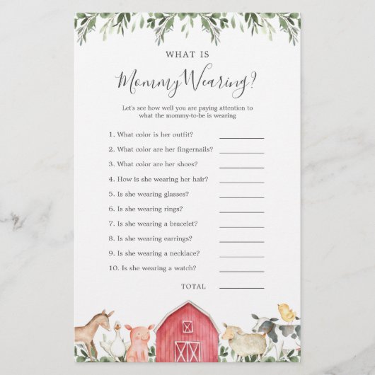 Baby-Dusche für Landtiere, was Mami trägt (Vorderseite)