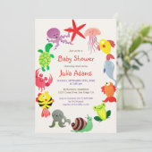 Baby-Dusche für Meerestiere unter Wasser Einladung (Stehend Vorderseite)