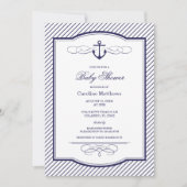 Baby-Dusche für Navy Blue Nautical Anchor und Stri Einladung (Vorderseite)