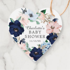 Baby Dusche für Navy & Blush Floral Gefallen Tag Geschenkanhänger
