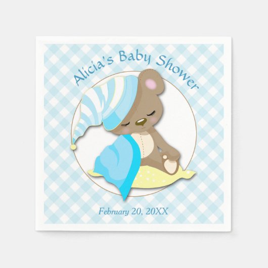 Baby-Dusche für Sleepy Bear Boy Serviette (Vorderseite)