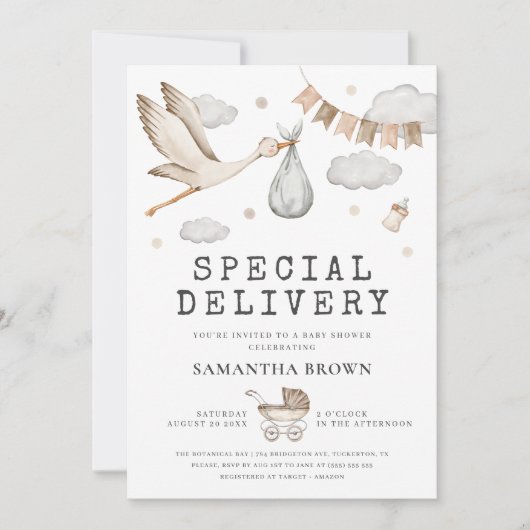 Baby-Dusche für Sonderlieferungen Einladung (Vorderseite)