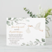 Baby-Dusche für Storchenlieferung per Post Einladung (Stehend Vorderseite)